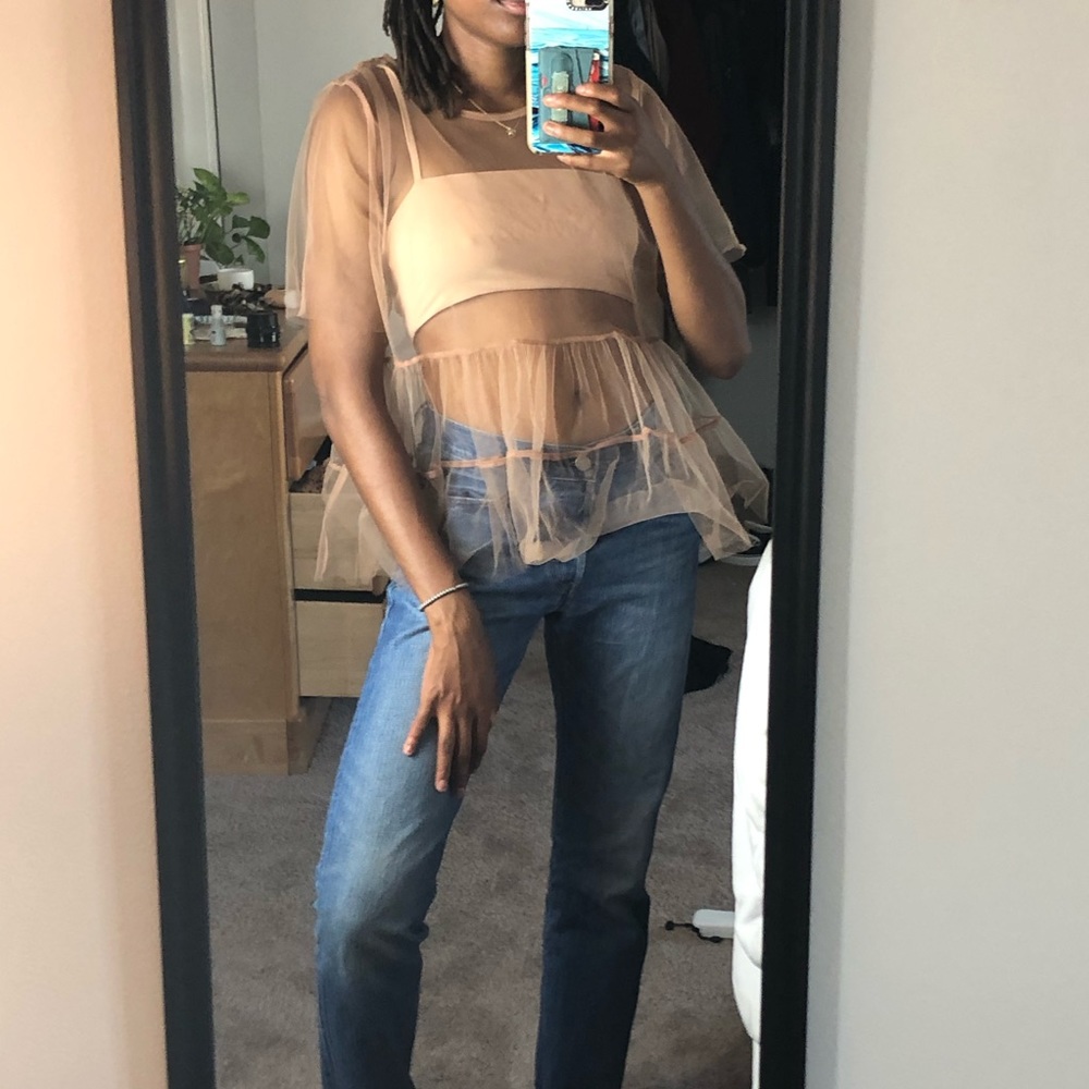 Zara Beige Tulle Top